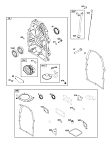 Crankcase Cover/Sump Group Diagram and Parts List for 38E347-0019-G1 200000 - 399999 Briggs and Stratton Engine